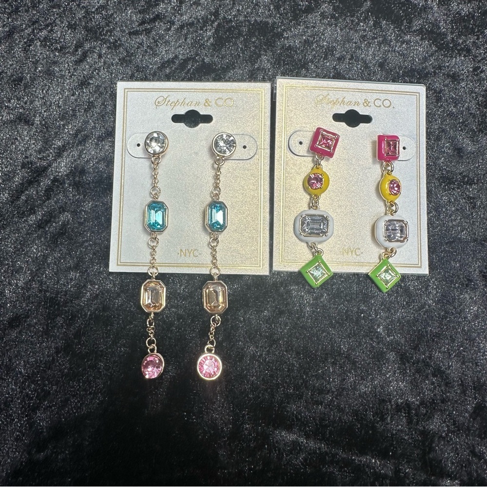 Stephan&Co Multi-Color Drop Studded Earring Bundle - Picture 2 of 7